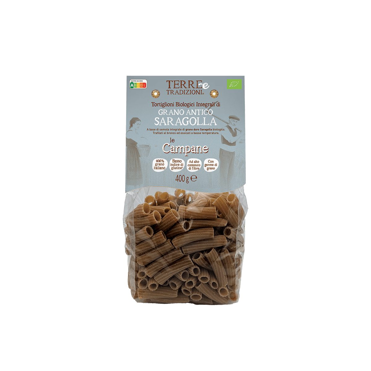 Tortiglioni integrali Bio di antico grano duro Saragolla “Le Campane”